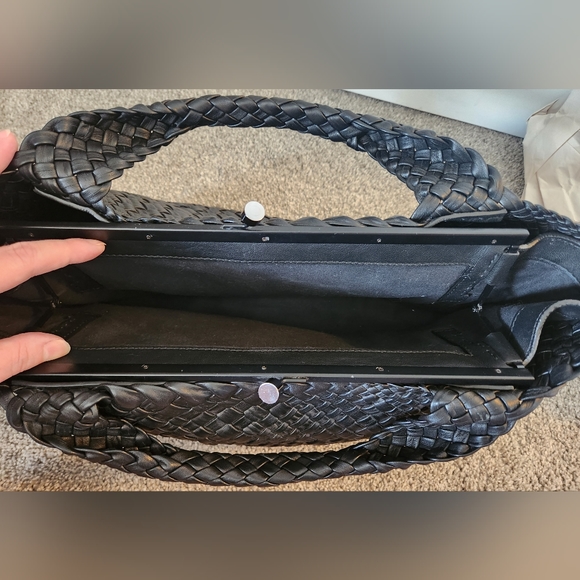 Falor Hand Woven Italian Leather Handbag Bag Satchel in Black; New w/o Tags - Picture 6 of 16